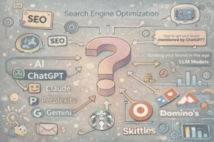 Picture depicting various brands and a question of how to make them crawl in LLM