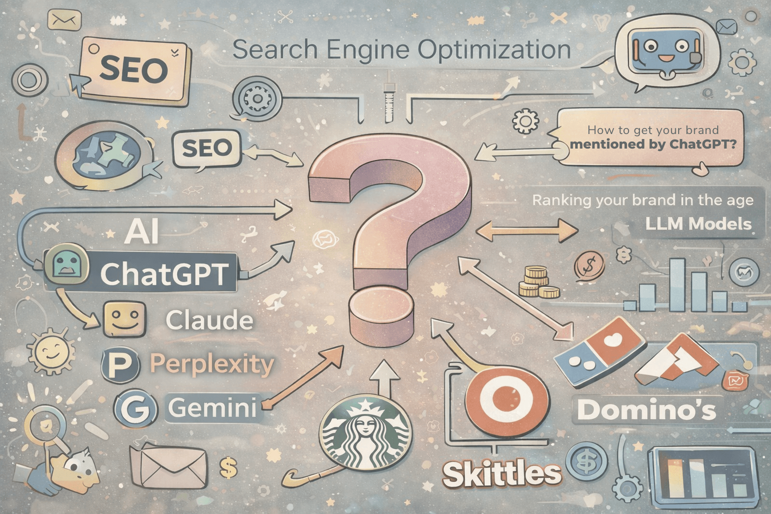 Picture depicting various brands and a question of how to make them crawl in LLM