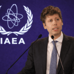 Sam Altman and IAEA logo