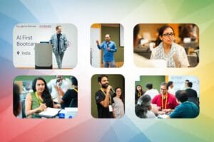 Colorful background and google startup program pictures