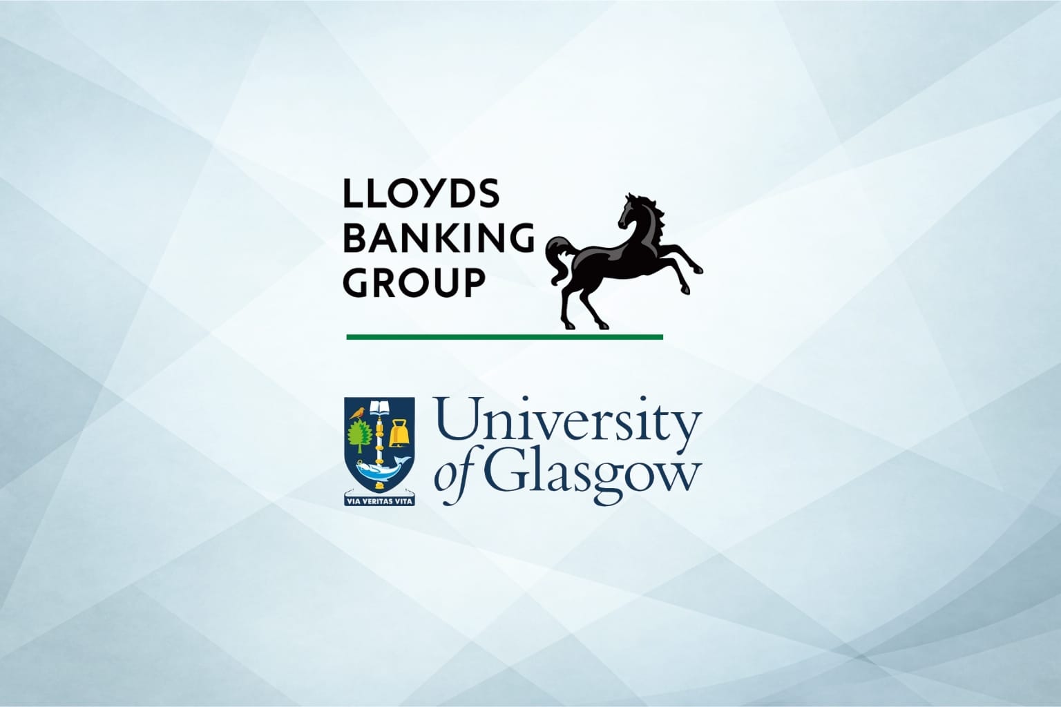 Logos of Lloyds Banking Group and the University of Glasgow on a light blue geometric background.
