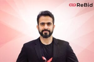 ReBid logo and founder image