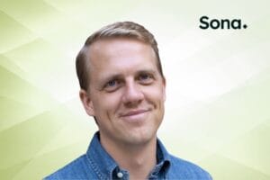 Sona logo and Stephen Wullf Peterson