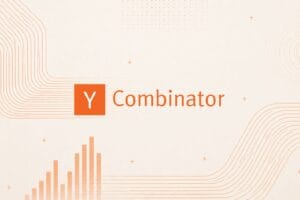 Y combinator logo with abstract background