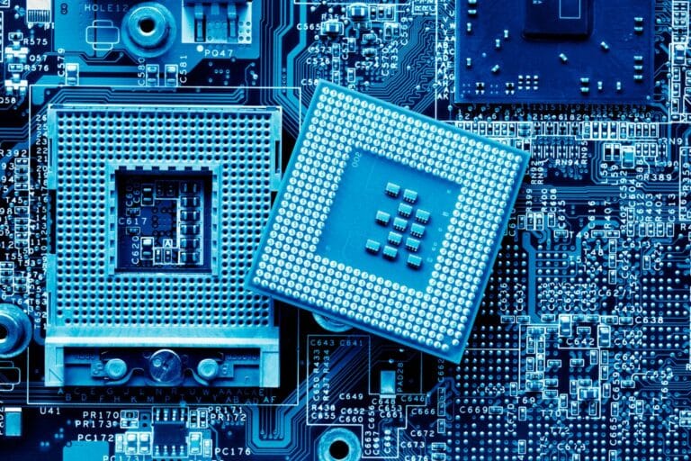 AI chips in blue illustration