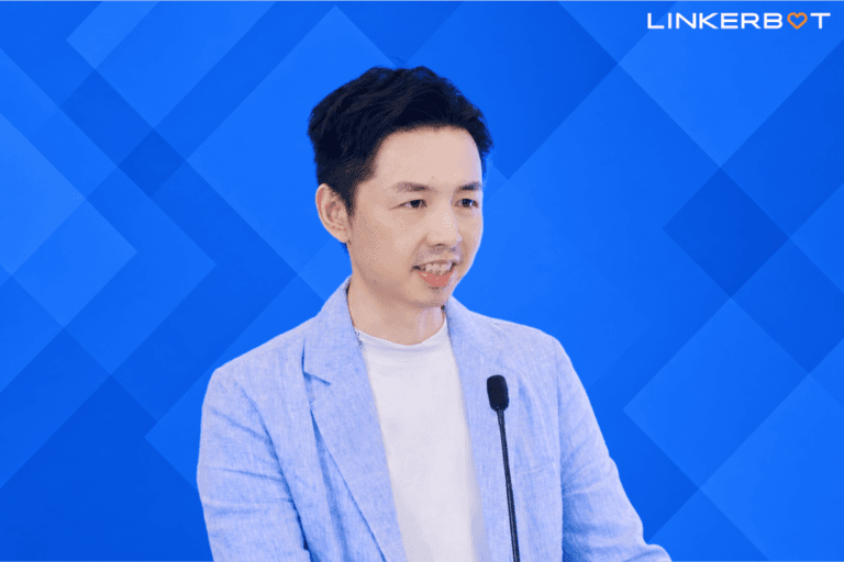 Linkerbot logo and founder image