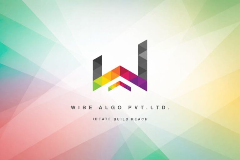 Wibe Algo logo and colorful geometric background