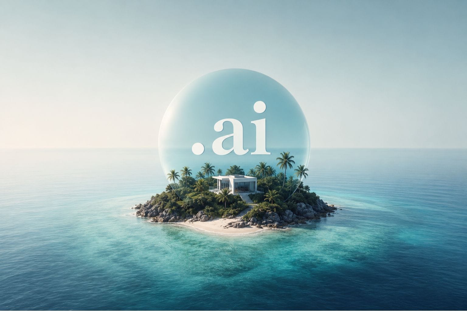 Anguilla island picture along with ai depiction in a bubble