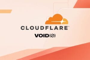 Cloudflare and VoidZero logos on a geometric orange background