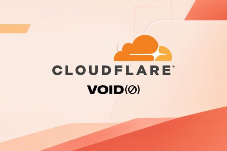 Cloudflare and VoidZero logos on a geometric orange background