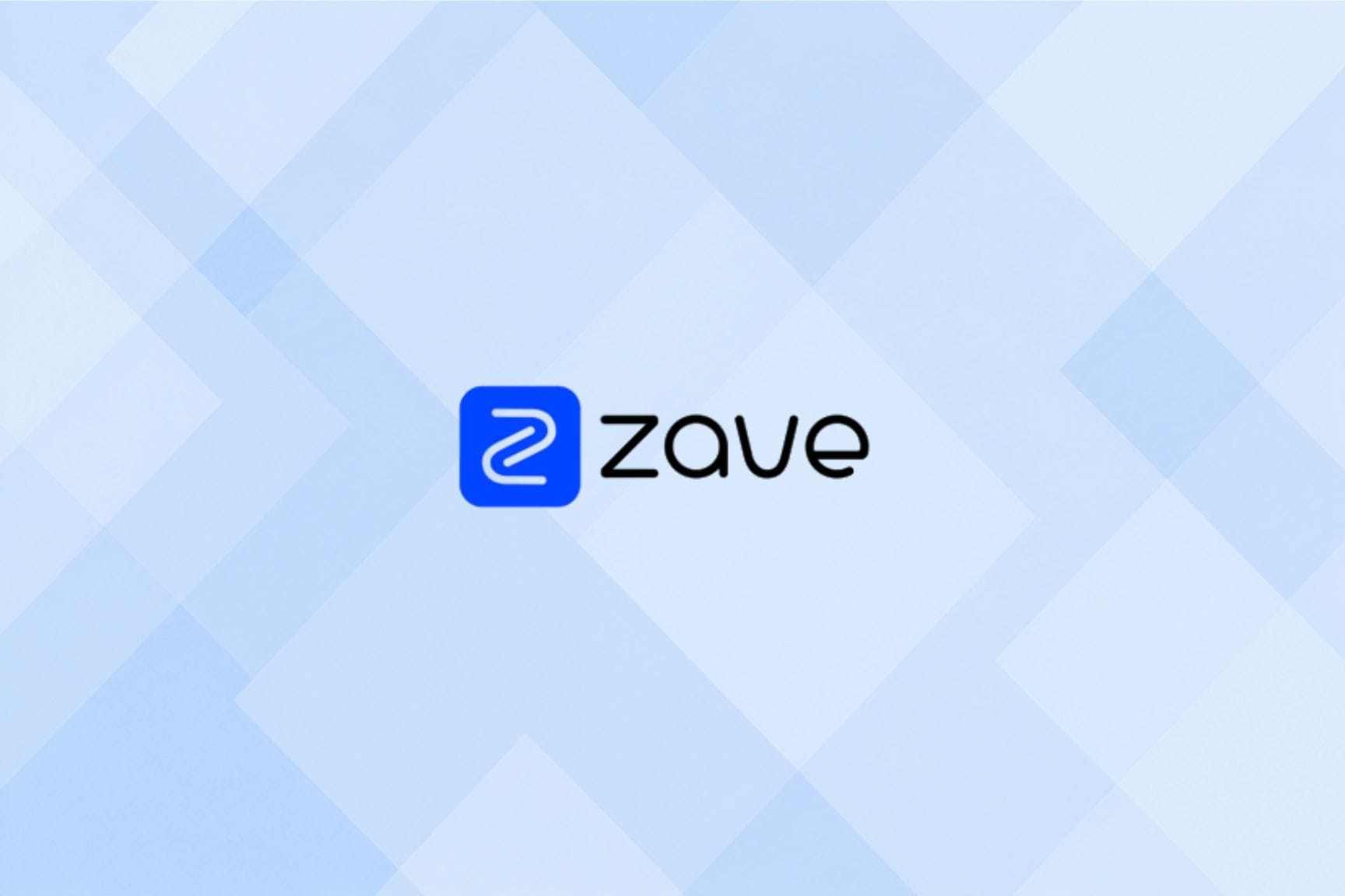 Zave logo on a blue geometric design