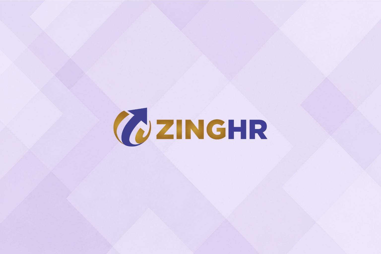ZingHR logo on a mauve geometric background