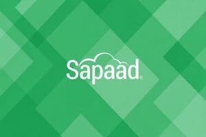 Sapaad logo with geometric green background